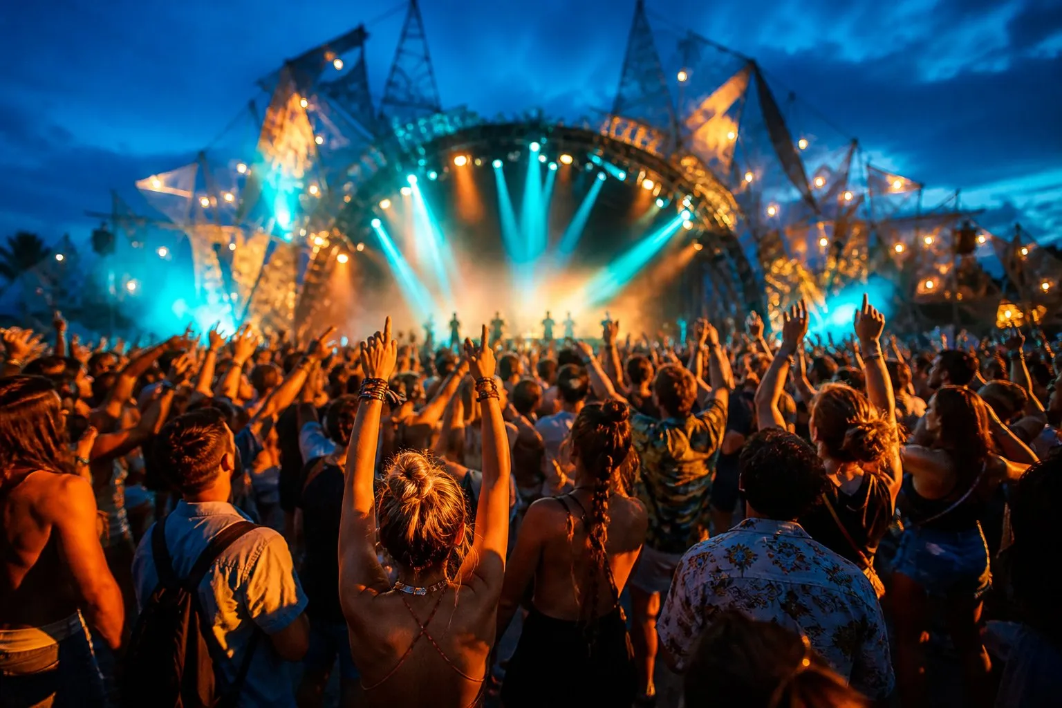 Festivalpublikum in atmosphärischem Licht